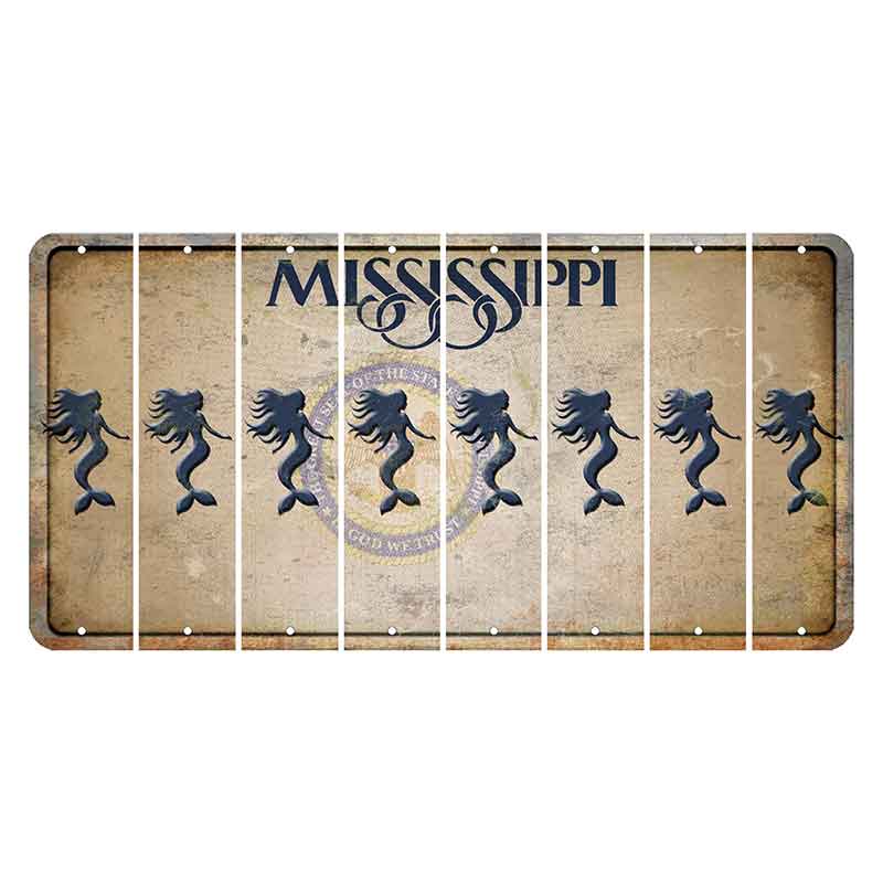 Mississippi State Seal Cut License Plate Strips (Set of 8) Mermaid