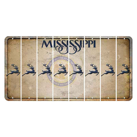 Mississippi State Seal Cut License Plate Strips (Set of 8) Reindeer