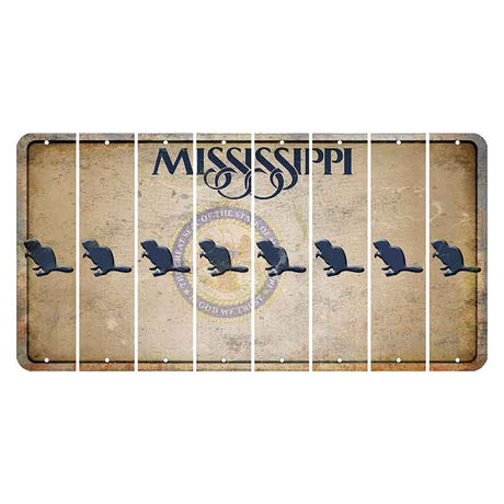 Mississippi State Seal Cut License Plate Strips (Set of 8) Beaver