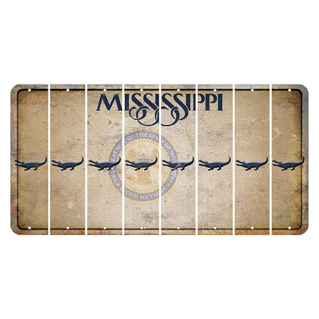 Mississippi State Seal Cut License Plate Strips (Set of 8) Alligator