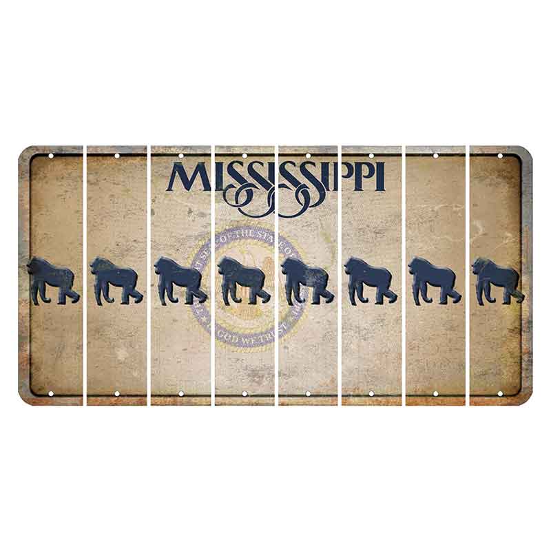 Mississippi State Seal Cut License Plate Strips (Set of 8) Gorilla