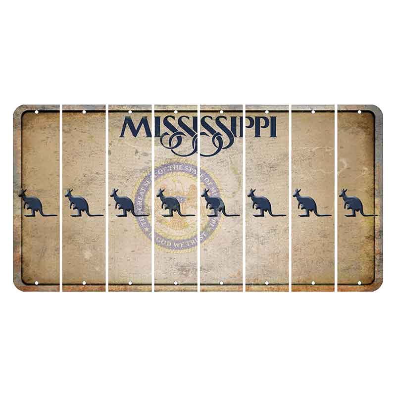 Mississippi State Seal Cut License Plate Strips (Set of 8) Kangaroo