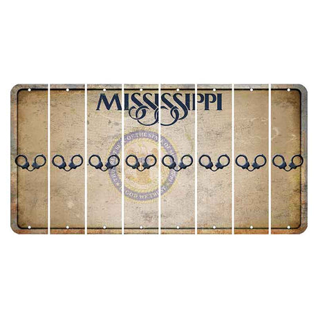 Mississippi State Seal Cut License Plate Strips (Set of 8) Handcuffs