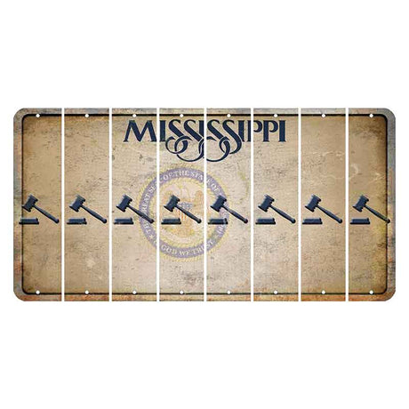 Mississippi State Seal Cut License Plate Strips (Set of 8) Gavel