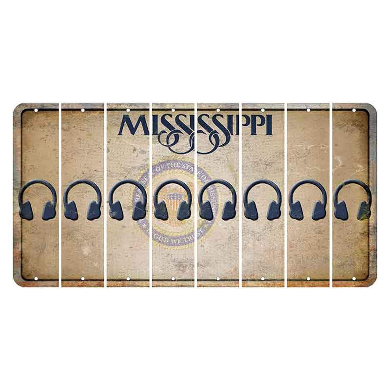 Mississippi State Seal Cut License Plate Strips (Set of 8) Headphones