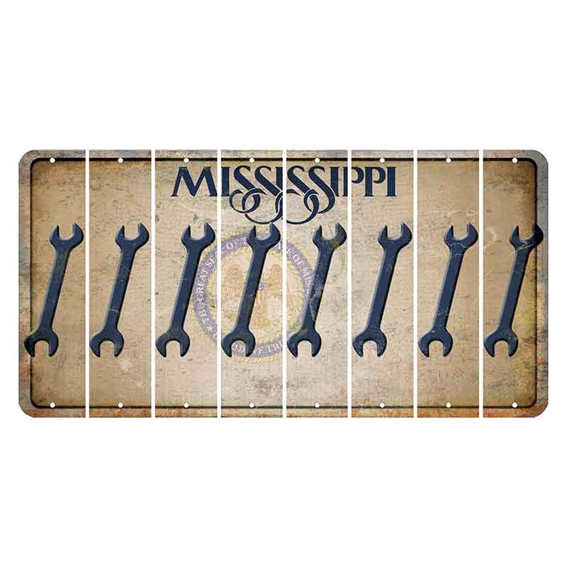 Mississippi State Seal Cut License Plate Strips (Set of 8) Wrench