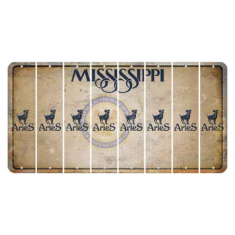 Mississippi State Seal Cut License Plate Strips (Set of 8) Zodiac Sign - Aries