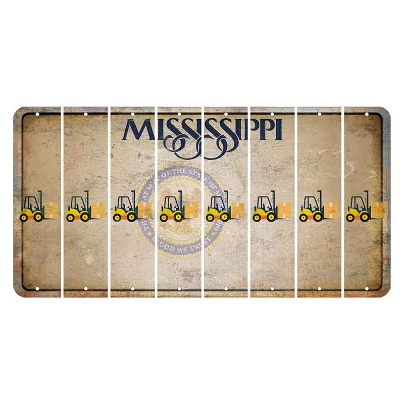 Mississippi State Seal Cut License Plate Strips (Set of 8) Forklift