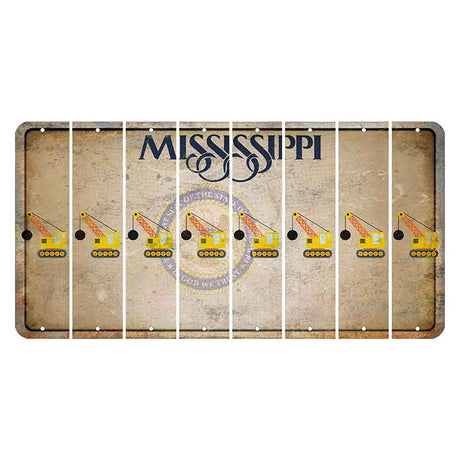 Mississippi State Seal Cut License Plate Strips (Set of 8) Wrecking Ball Crane