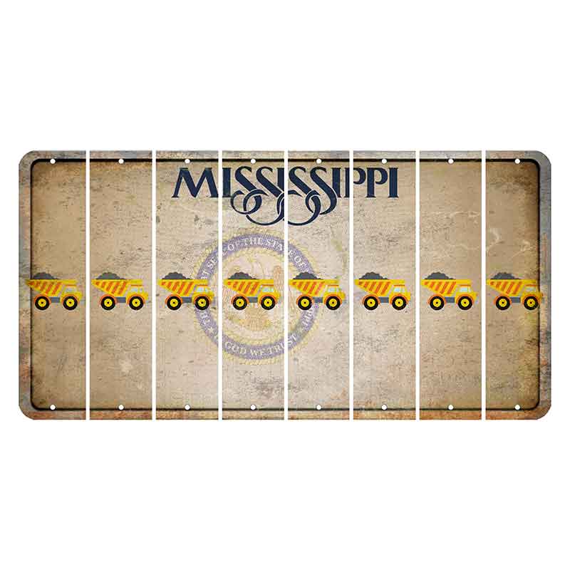 Mississippi State Seal Cut License Plate Strips (Set of 8) Dump Truck