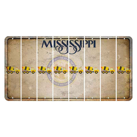 Mississippi State Seal Cut License Plate Strips (Set of 8) Cement Truck