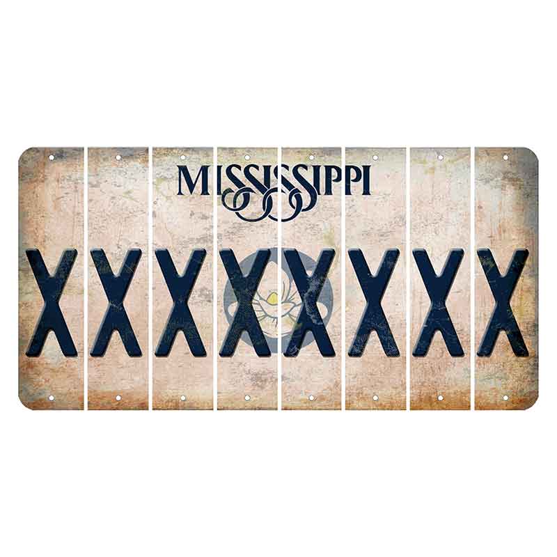 Mississippi Magnolia Blossom Cut License Plate Strips (Set of 8) X