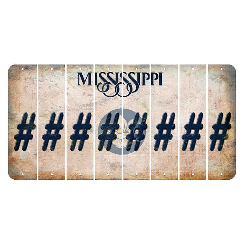 Mississippi Magnolia Blossom Cut License Plate Strips (Set of 8) Hashtag