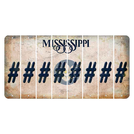 Mississippi Magnolia Blossom Cut License Plate Strips (Set of 8) Hashtag