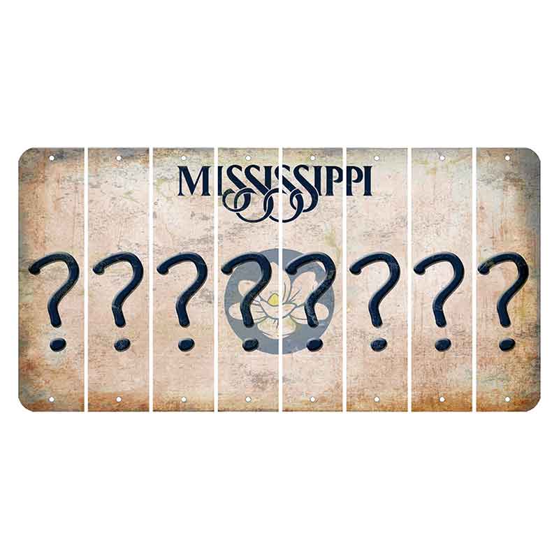 Mississippi Magnolia Blossom Cut License Plate Strips (Set of 8) Question Mark