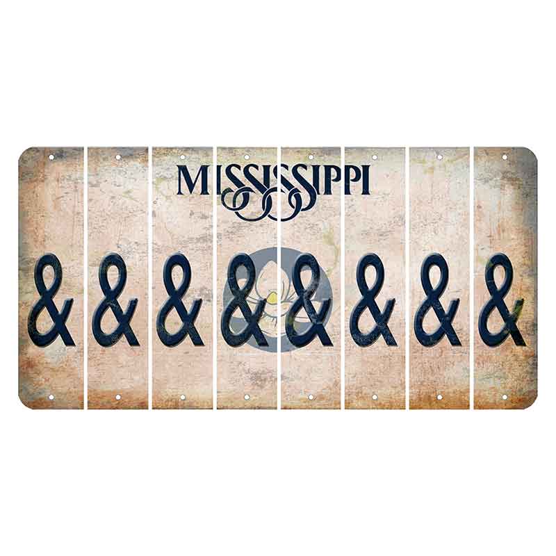 Mississippi Magnolia Blossom Cut License Plate Strips (Set of 8) And Sign