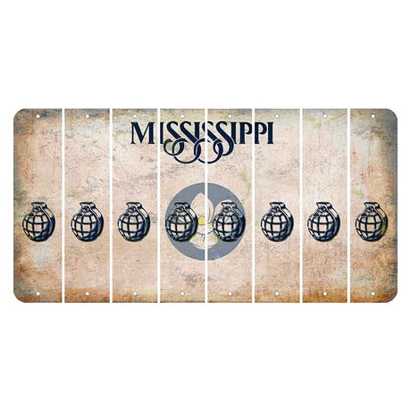 Mississippi Magnolia Blossom Cut License Plate Strips (Set of 8) Grenade