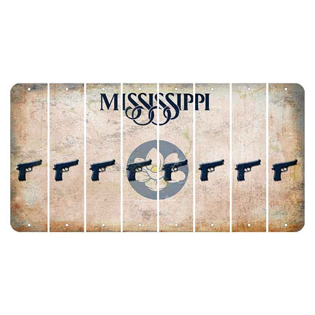 Mississippi Magnolia Blossom Cut License Plate Strips (Set of 8) Handgun