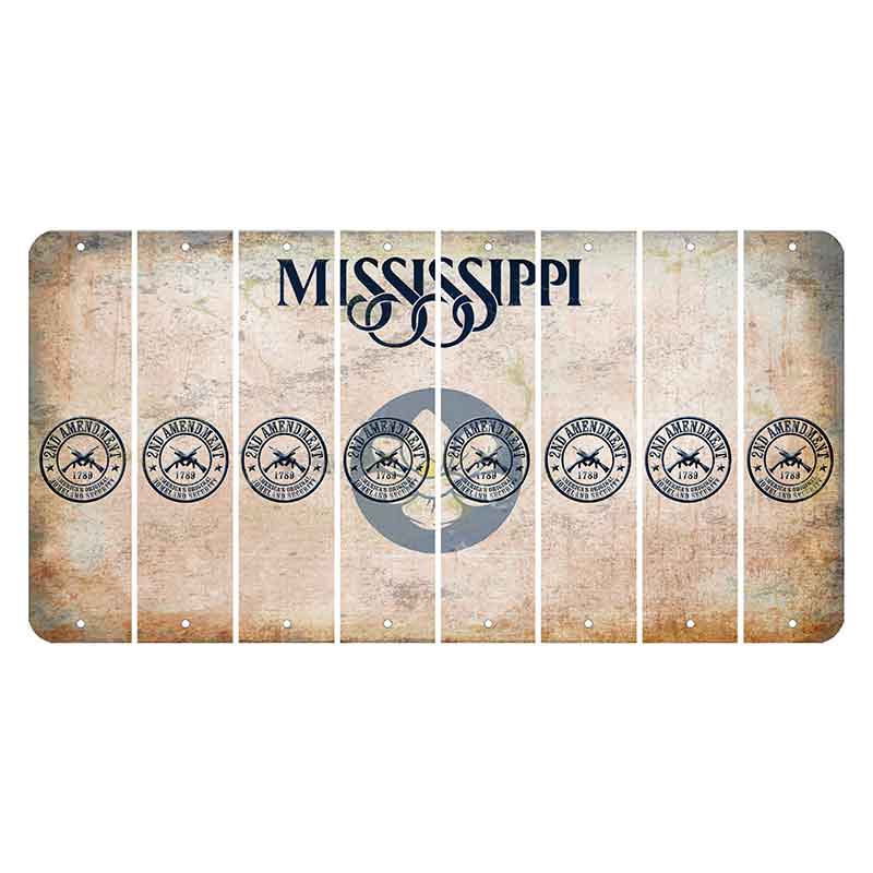 Mississippi Magnolia Blossom Cut License Plate Strips (Set of 8) 2nd Amendment