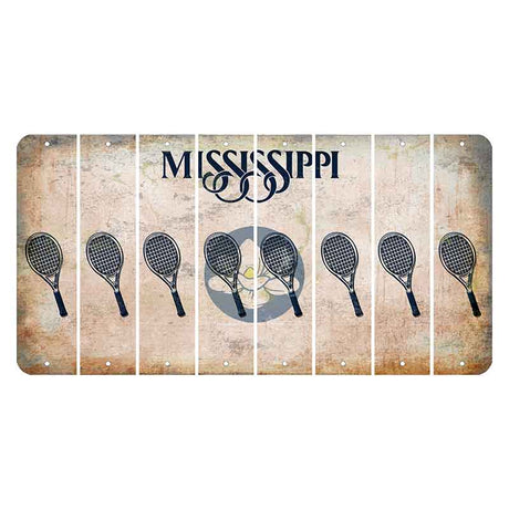 Mississippi Magnolia Blossom Cut License Plate Strips (Set of 8) Tennis Racket