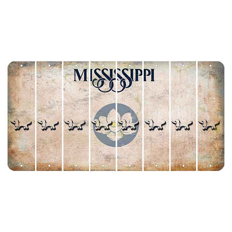 Mississippi Magnolia Blossom Cut License Plate Strips (Set of 8) Dog