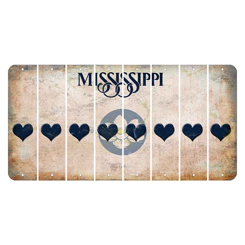 Mississippi Magnolia Blossom Cut License Plate Strips (Set of 8) Heart