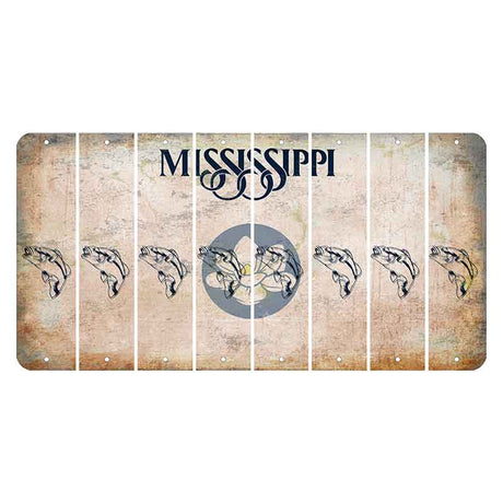 Mississippi Magnolia Blossom Cut License Plate Strips (Set of 8) Fish