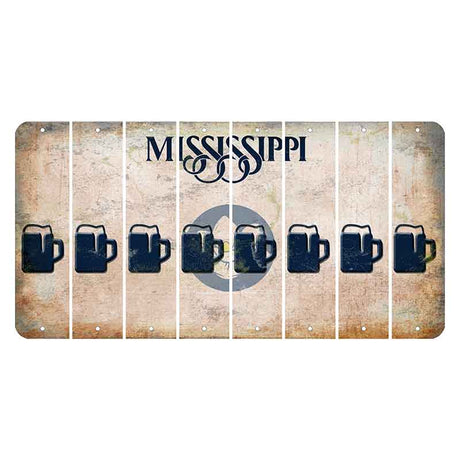 Mississippi Magnolia Blossom Cut License Plate Strips (Set of 8) Beer Mug