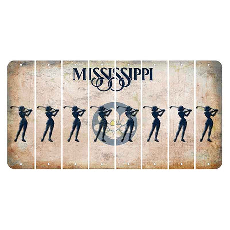 Mississippi Magnolia Blossom Cut License Plate Strips (Set of 8) Female Golfer