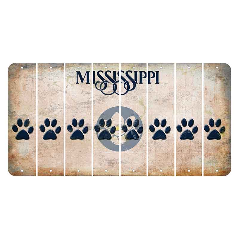 Mississippi Magnolia Blossom Cut License Plate Strips (Set of 8) Dog Paw