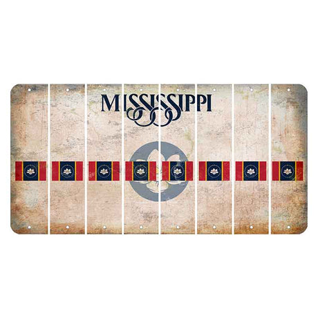 Mississippi Magnolia Blossom Cut License Plate Strips (Set of 8) State Flag