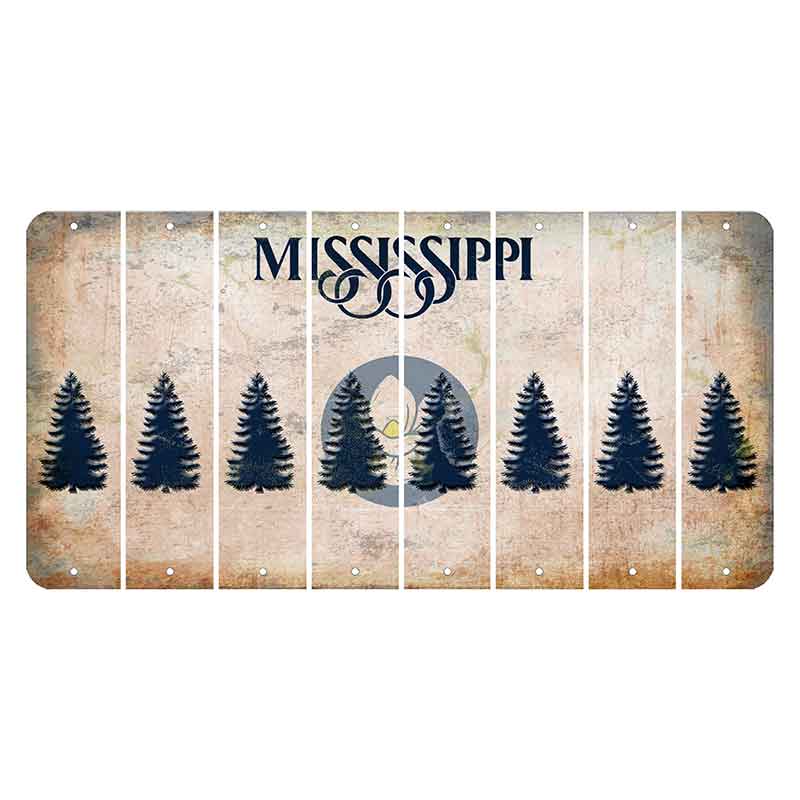 Mississippi Magnolia Blossom Cut License Plate Strips (Set of 8) Pine Tree