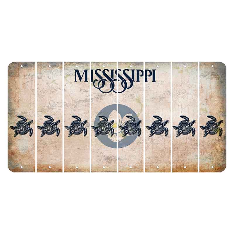 Mississippi Magnolia Blossom Cut License Plate Strips (Set of 8) Sea Turtle