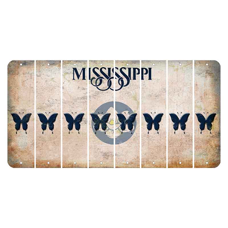 Mississippi Magnolia Blossom Cut License Plate Strips (Set of 8) Butterfly