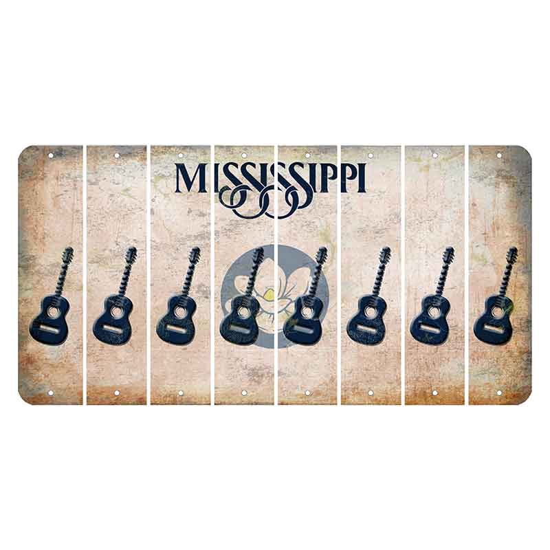 Mississippi Magnolia Blossom Cut License Plate Strips (Set of 8) Guitar