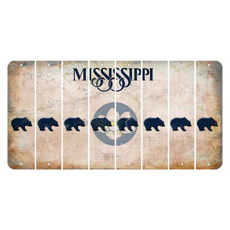 Mississippi Magnolia Blossom Cut License Plate Strips (Set of 8) Bear