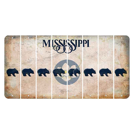 Mississippi Magnolia Blossom Cut License Plate Strips (Set of 8) Bear