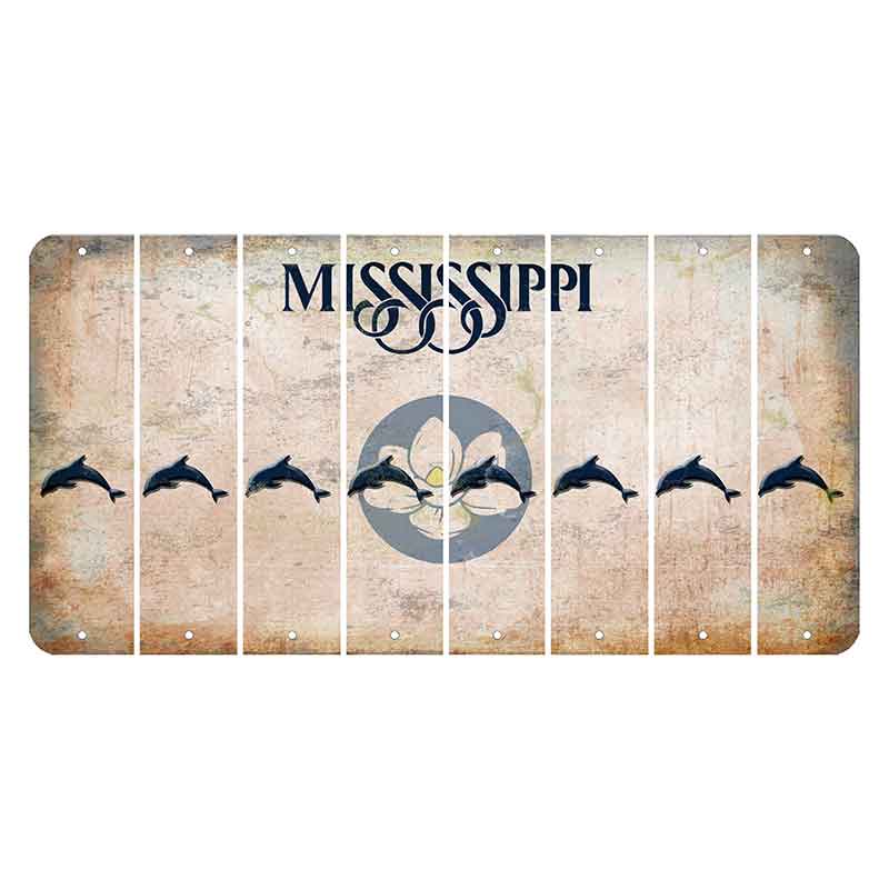 Mississippi Magnolia Blossom Cut License Plate Strips (Set of 8) Dolphin