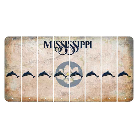 Mississippi Magnolia Blossom Cut License Plate Strips (Set of 8) Dolphin