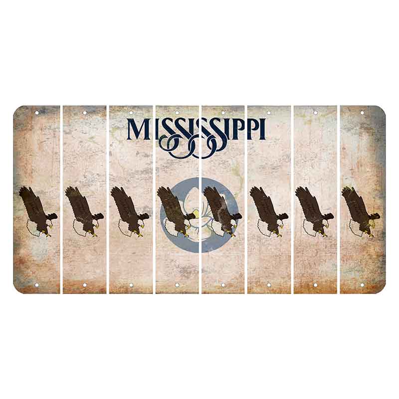 Mississippi Magnolia Blossom Cut License Plate Strips (Set of 8) Bald Eagle