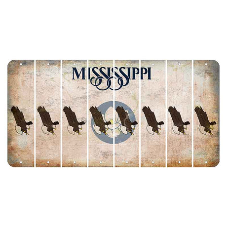 Mississippi Magnolia Blossom Cut License Plate Strips (Set of 8) Bald Eagle