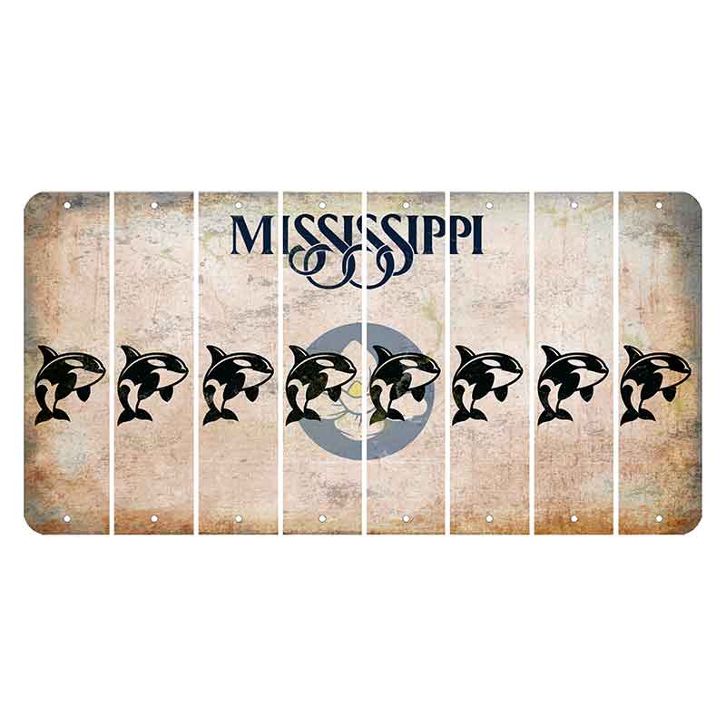 Mississippi Magnolia Blossom Cut License Plate Strips (Set of 8) Whale