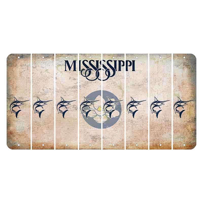 Mississippi Magnolia Blossom Cut License Plate Strips (Set of 8) Swordfish