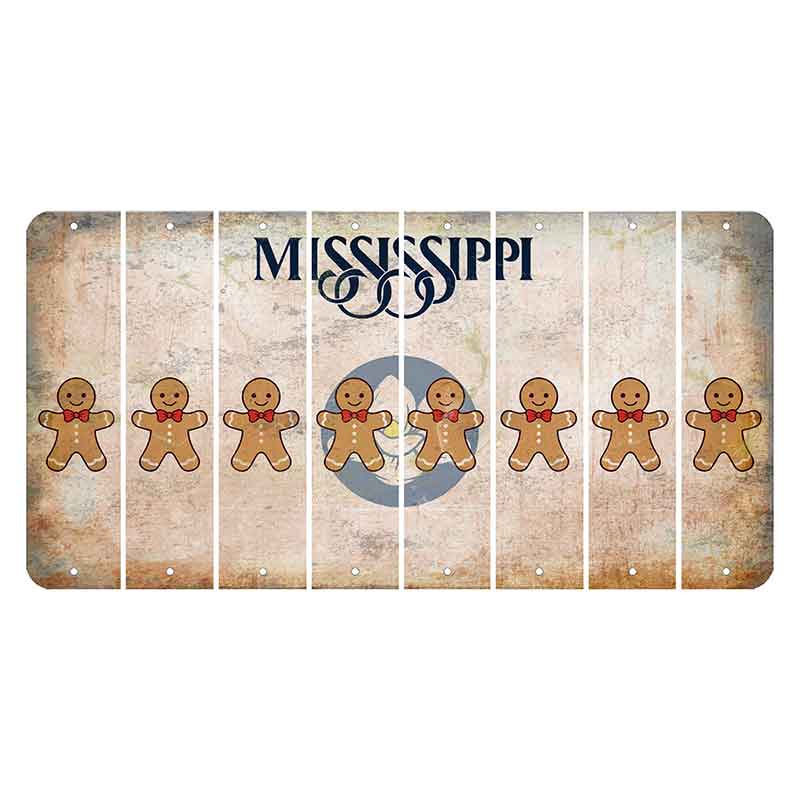 Mississippi Magnolia Blossom Cut License Plate Strips (Set of 8) Gingerbread Man