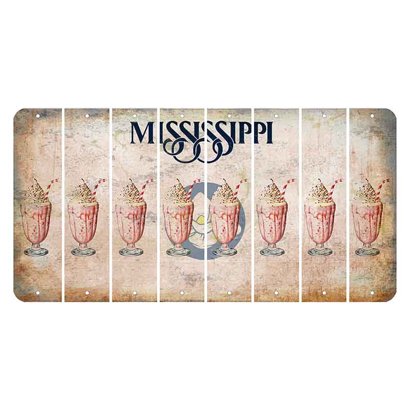 Mississippi Magnolia Blossom Cut License Plate Strips (Set of 8) Milkshake