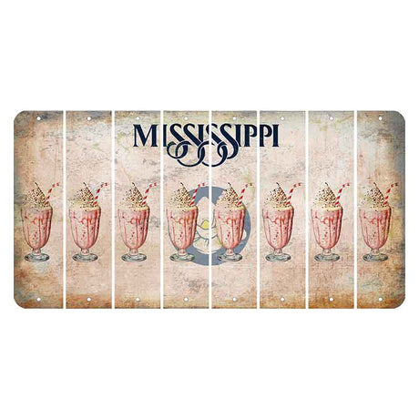 Mississippi Magnolia Blossom Cut License Plate Strips (Set of 8) Milkshake