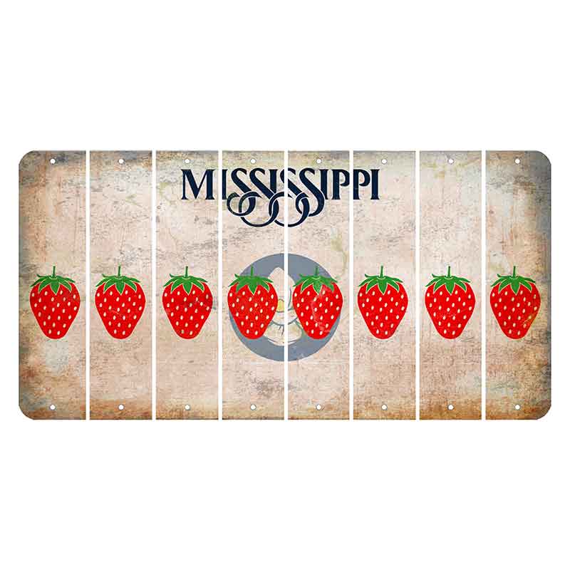 Mississippi Magnolia Blossom Cut License Plate Strips (Set of 8) Strawberry