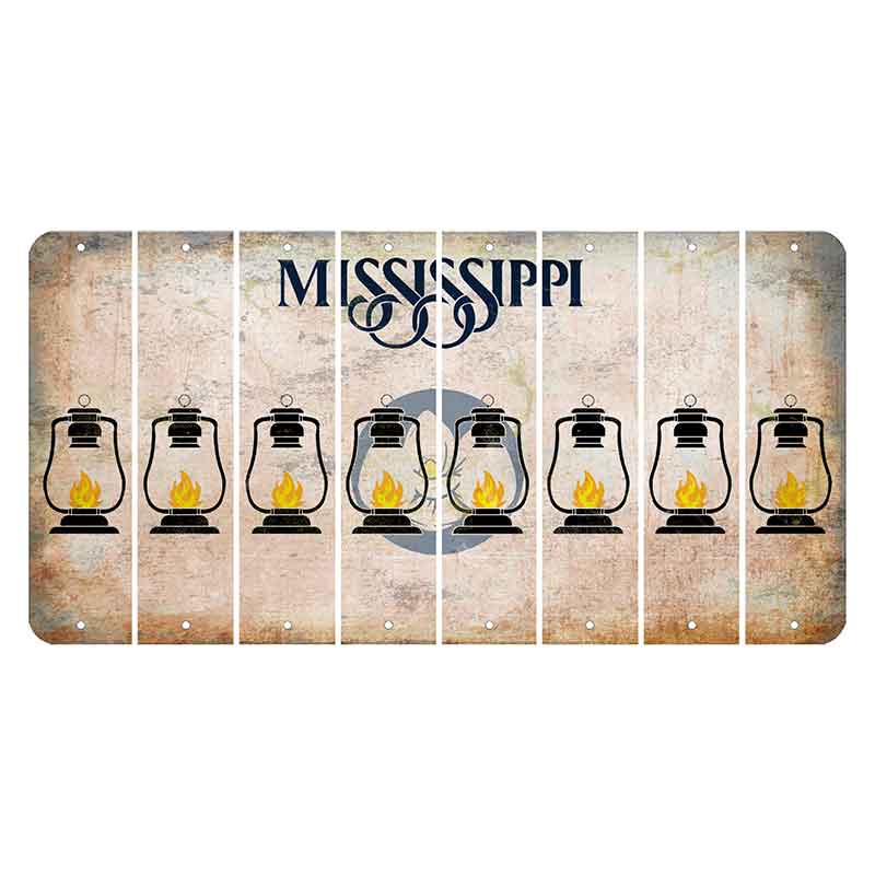 Mississippi Magnolia Blossom Cut License Plate Strips (Set of 8) Lantern