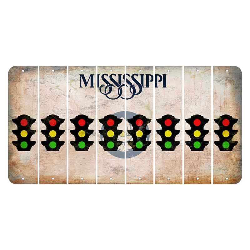 Mississippi Magnolia Blossom Cut License Plate Strips (Set of 8) Traffic Light