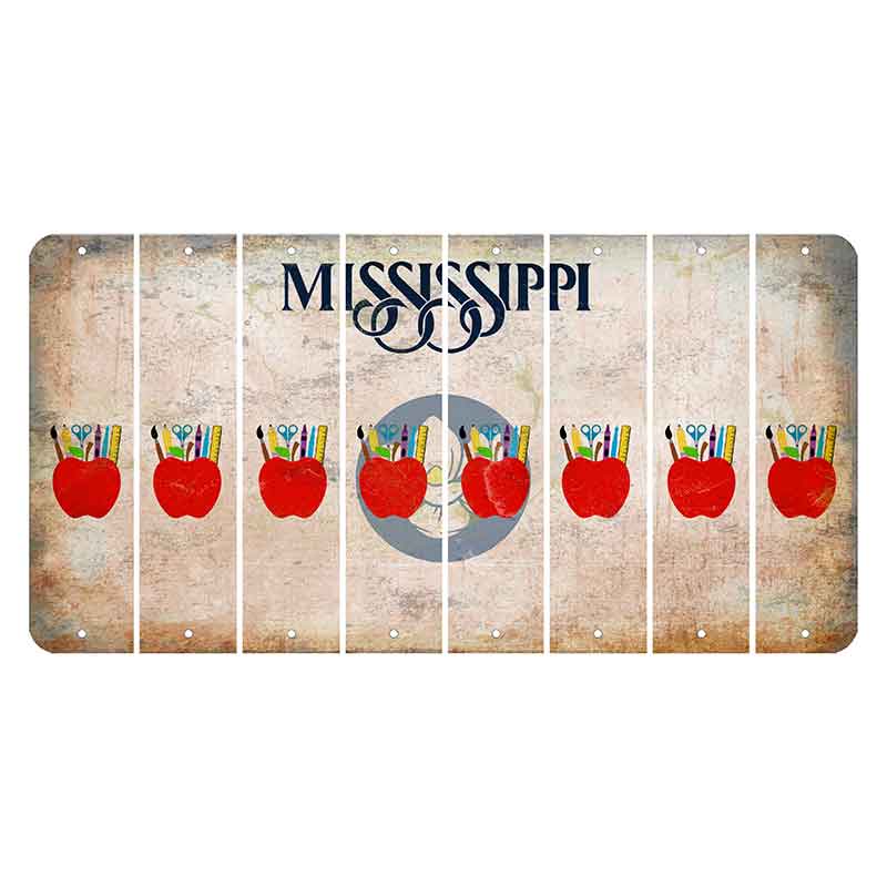 Mississippi Magnolia Blossom Cut License Plate Strips (Set of 8) Teacher Apple